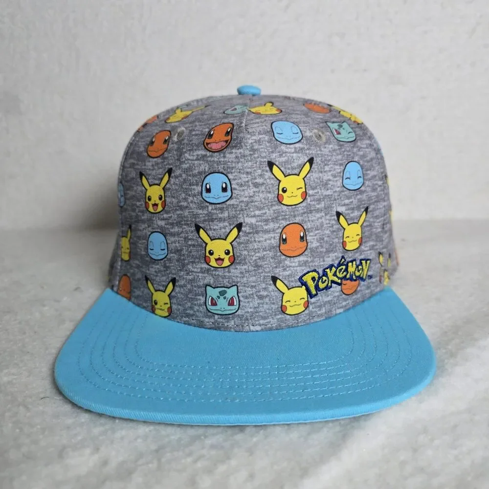Pokemon All Over Print Snapback Cap Hat Squirtle Pikachu Charmander Bulbasaur